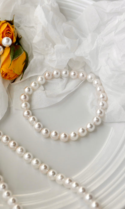 Classic Round Beaded Pearl 7mm Jewelry Set (Necklace, Bracelet, and Earrings)