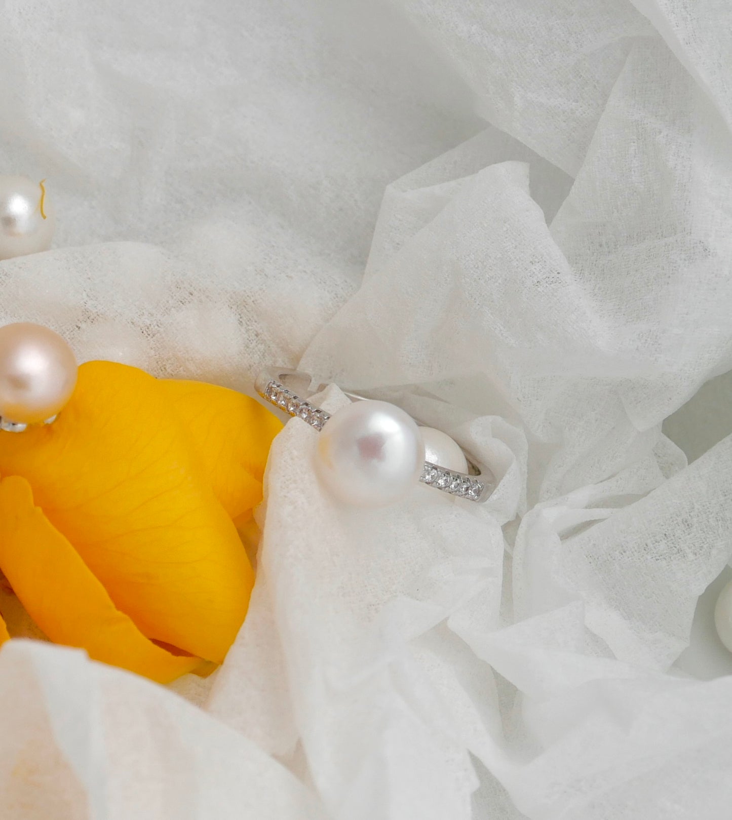 Classic Adjustable Sterling Silver Rings with 7-9mm Freshwater Pearls