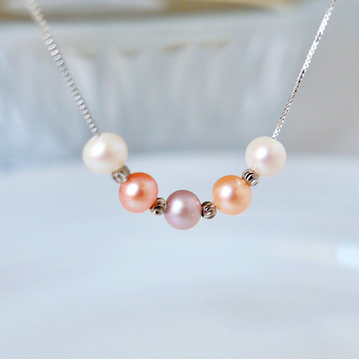 Platinum-Plated Copper 6mm Freshwater Pearls Necklace with Color Options