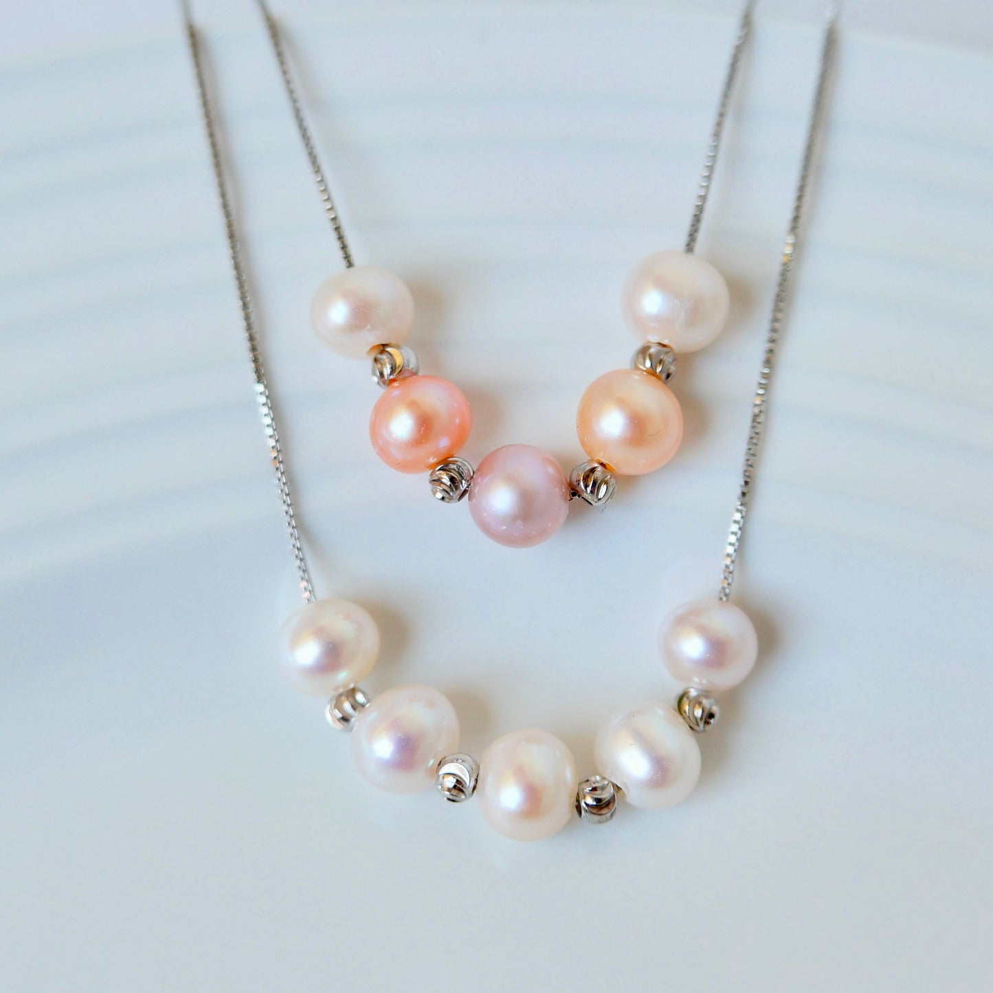 Platinum-Plated Copper 6mm Freshwater Pearls Necklace with Color Options