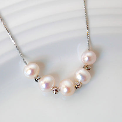 Platinum-Plated Copper 6mm Freshwater Pearls Necklace with Color Options