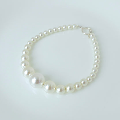 Minimalist Design Swarovski-Inspired S925 Silver 4-10mm Pearl Bracelet with OT Clasp