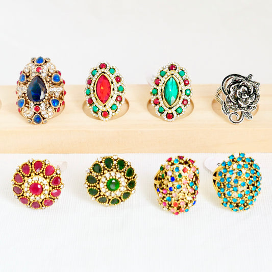 Vintage-Inspired Statement Ring Collection – Bold and Colorful Gemstone Designs