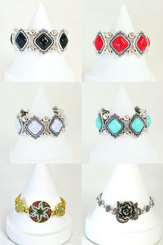 Vintage-Inspired Gemstone and Beaded Bracelet Collection – Unique Bohemian Styles