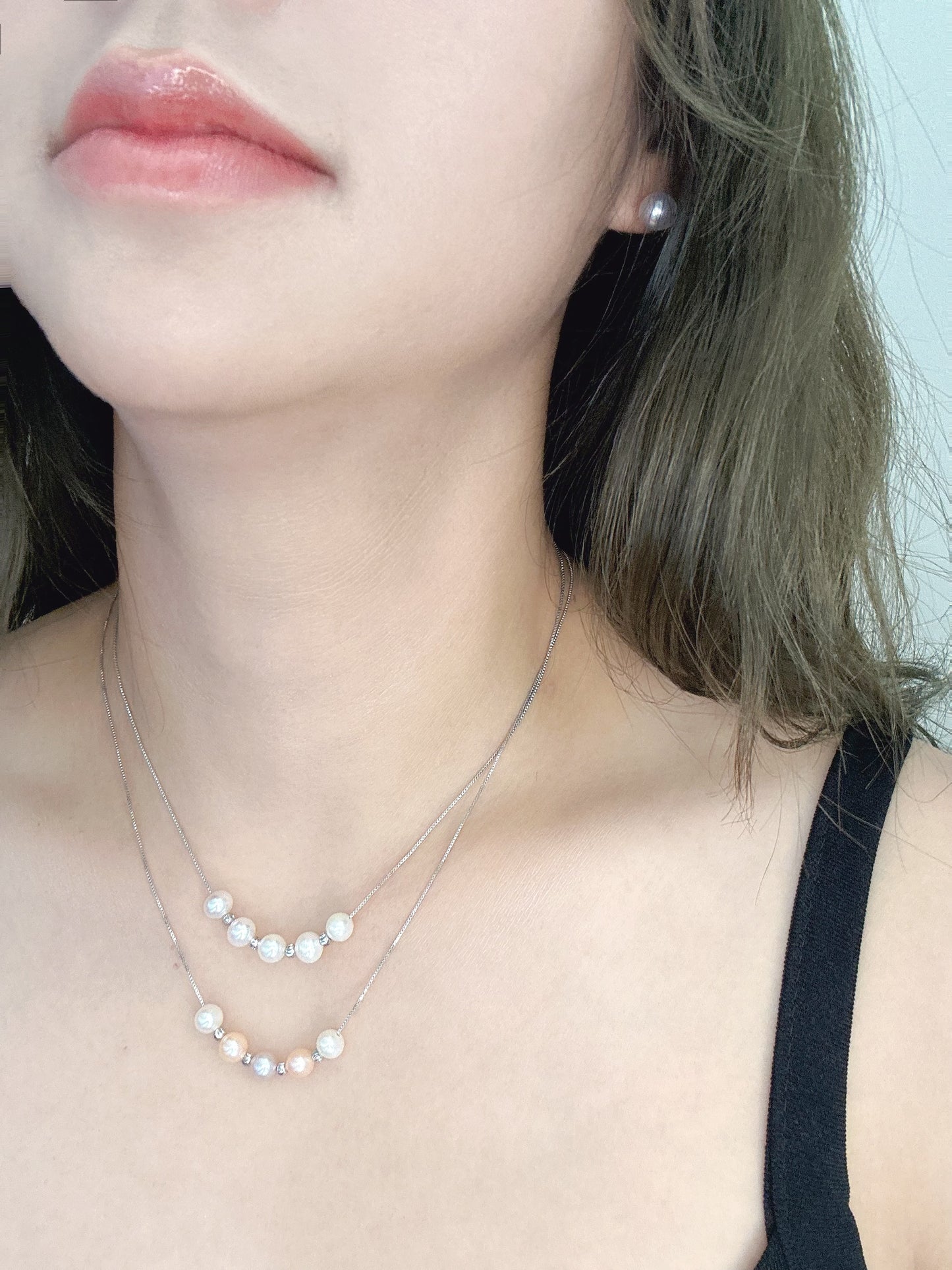 Platinum-Plated Copper 6mm Freshwater Pearls Necklace with Color Options