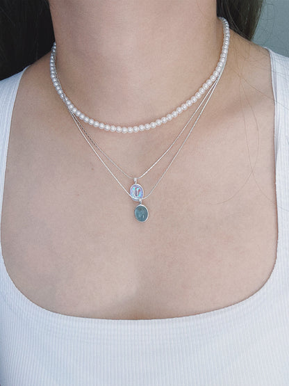 Luminous Oval Moonstone Pendant Necklace in S925 Sterling Silver，Nature crystal jewelry accesory, Holiday casual Necklace,Perfect Gift