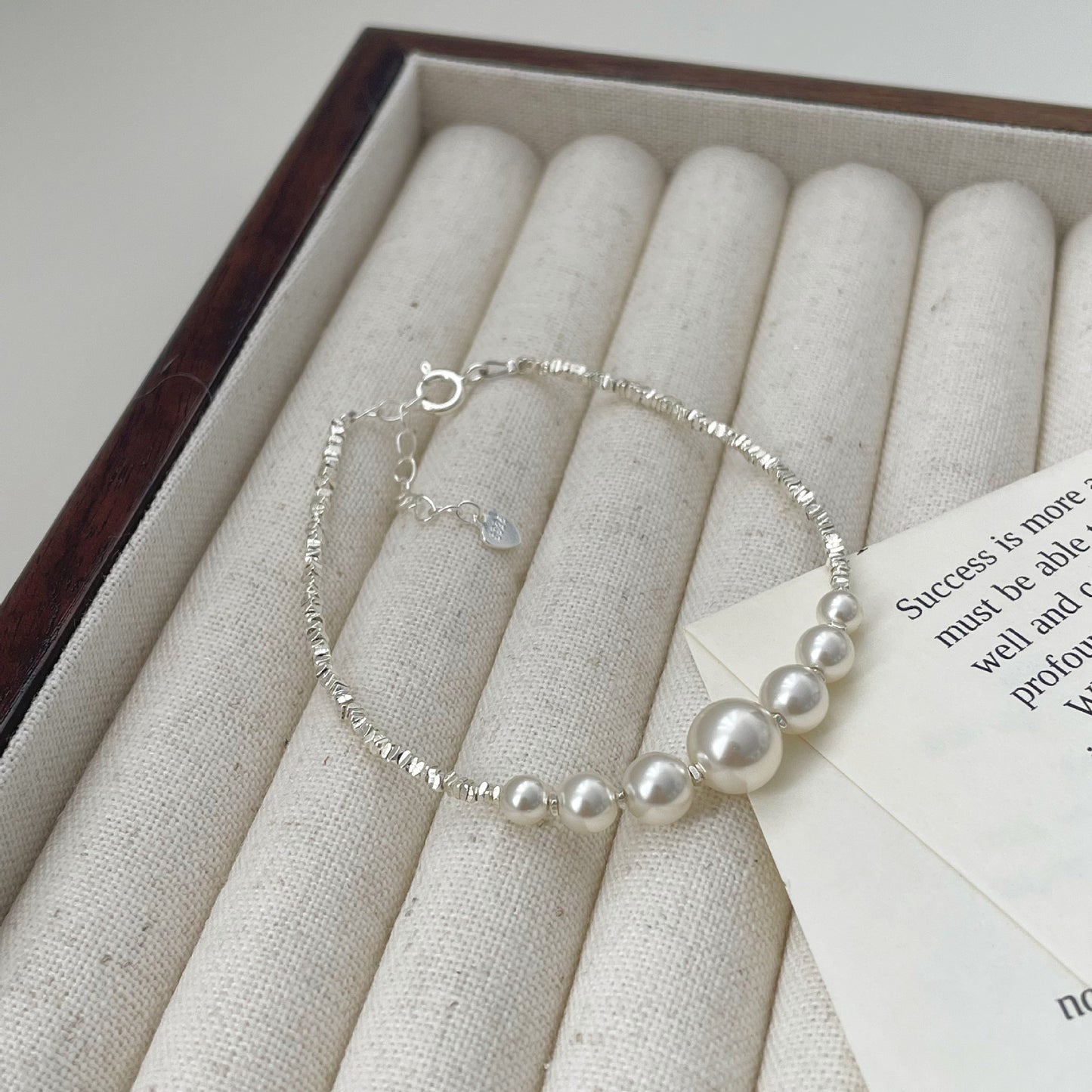 Handcrafted Silver Fragment Bracelet with Elegant Pearl Accents - Unique Luxury Design