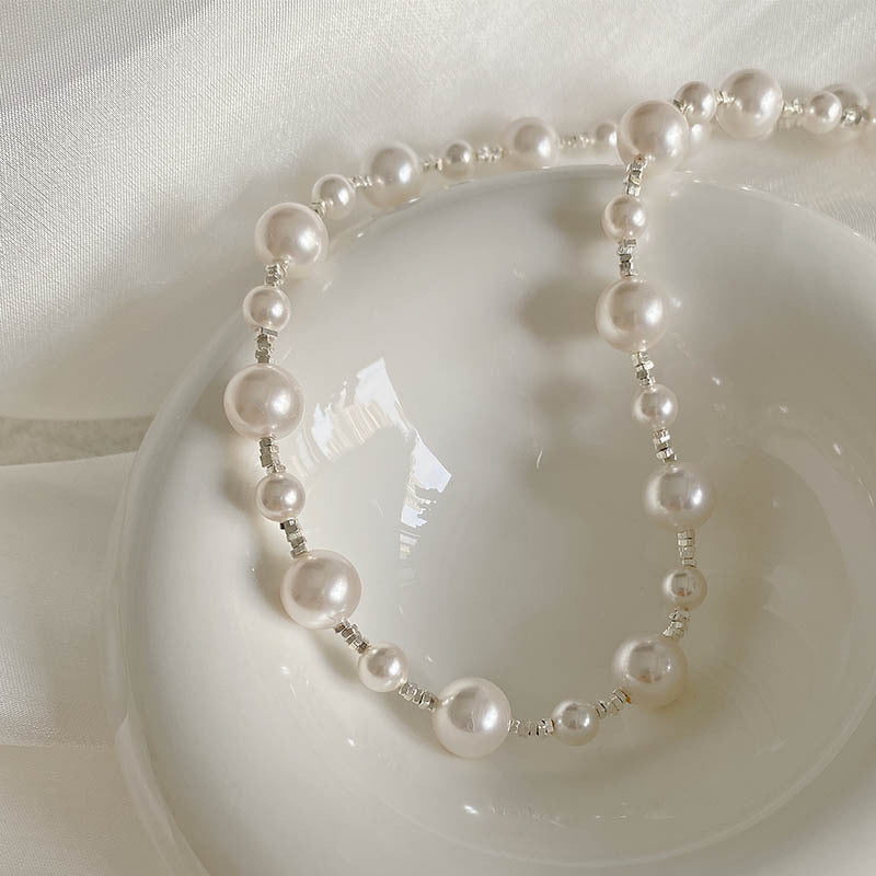 Swarovski-Inspired S925 Silver Clavicle Chain Pearl Necklace